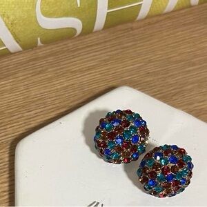 Vintage muti colored rhinestone gum drop sparkle earrings